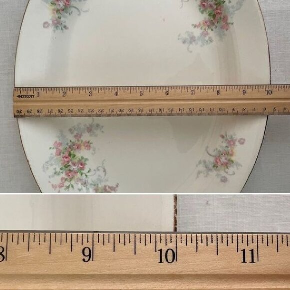 Vintage Edwin Knowles Semi-Vitreous China Oval Platter 14x10" w/Pink Floral - Picture 8 of 9